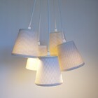 Lustre Pendente Luminária Xadrez E Listras Tons De Bege