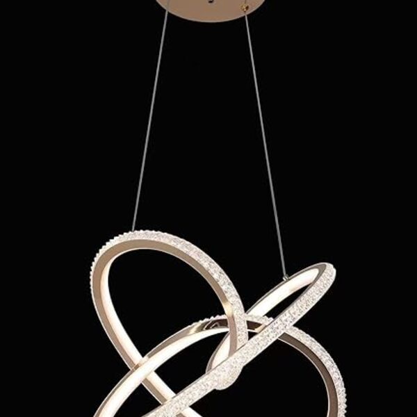 Lustre Pendente Luxo Moderno Curvas Dourado Cristal K9