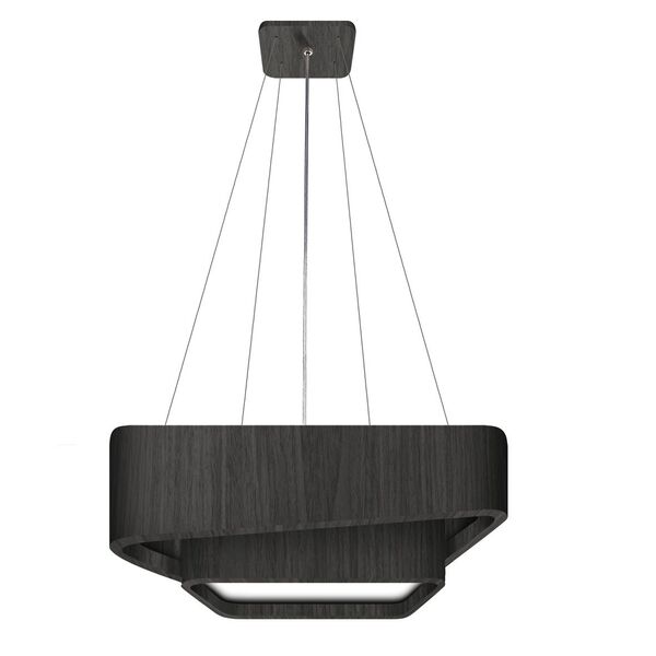 Lustre Pendente Madeira Doble Quadrado 40cm - 3 Luzes Ébano