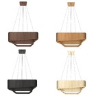 Lustre Pendente Madeira Doble Quadrado 60cm - 5 Luzes Imbuia