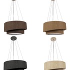 Lustre Pendente Madeira Doble Redondo 60cm - 5 Luzes Imbuia