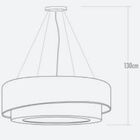 Lustre Pendente Madeira Doble Redondo 60cm - 5 Luzes Marfim