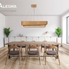 Lustre Pendente Madeira Doble Retangular 135cm - 1 Luz Freijó