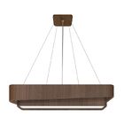 Lustre Pendente Madeira Doble Retangular 75cm - 1 Luz Imbuia