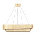 Lustre Pendente Madeira Doble Retangular 75cm - 1 Luz Marfim