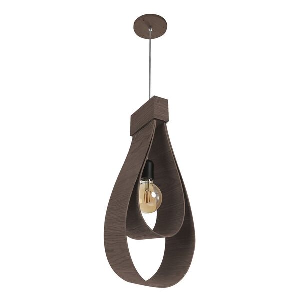 Lustre Pendente Madeira Drop 40cm - 1 Luz Imbuia