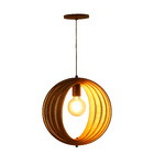 Lustre Pendente Madeira Faces 35cm Freijó