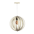 Lustre Pendente Madeira Faces 35cm Marfim