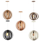 Lustre Pendente Madeira Faces 35cm Mel