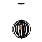 Lustre Pendente Madeira Faces 35cm Preto