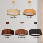 Lustre Pendente Madeira Redondo 25cm Mel