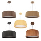 Lustre Pendente Madeira Redondo 90cm Marfim