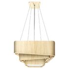 Lustre Pendente Madeira Trinity Quadrado 50cm - 3 Luzes Marfim