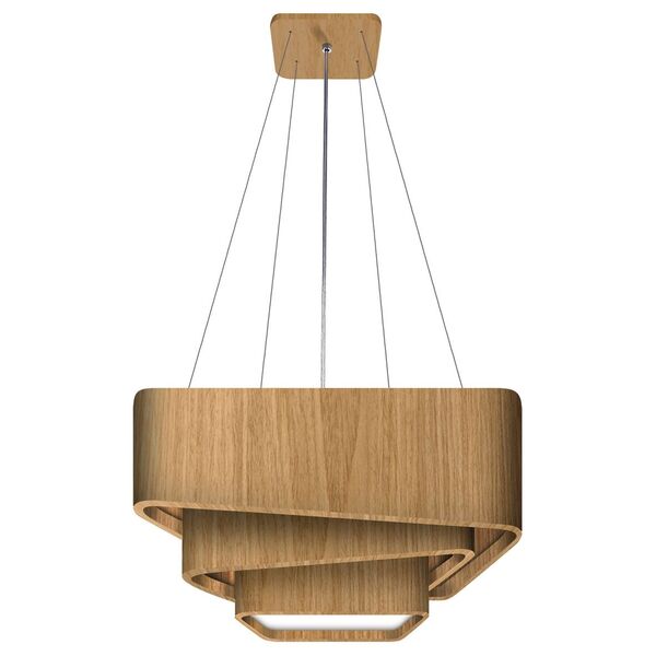 Lustre Pendente Madeira Trinity Quadrado 70cm - 5 Luzes Freijó