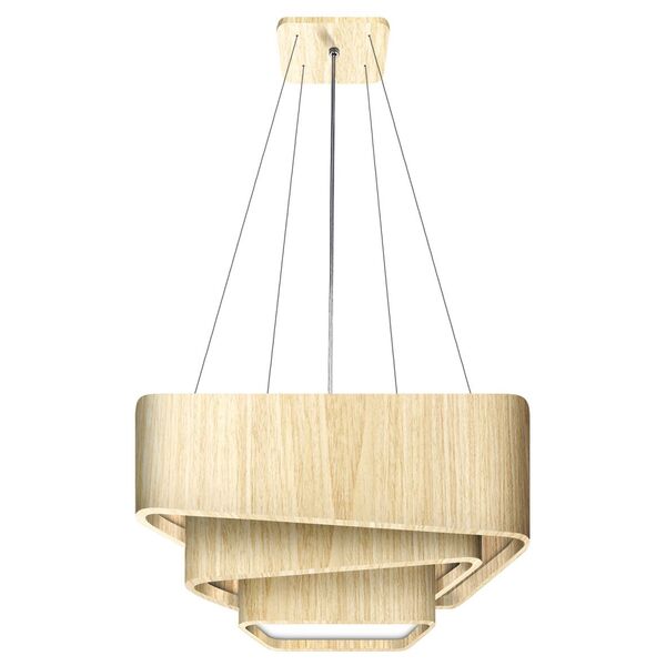Lustre Pendente Madeira Trinity Quadrado 70cm - 5 Luzes Marfim