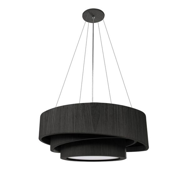 Lustre Pendente Madeira Trinity Redondo 50cm - 3 Luzes Ébano