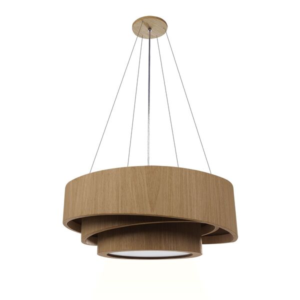 Lustre Pendente Madeira Trinity Redondo 70cm - 5 Luzes Freijó