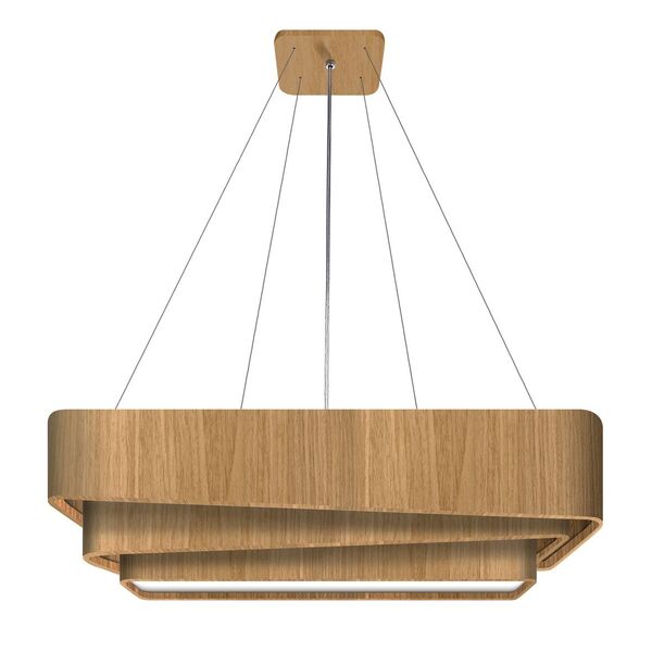 Lustre Pendente Madeira Trinity Retangular 85cm - 1 Luz Freijó