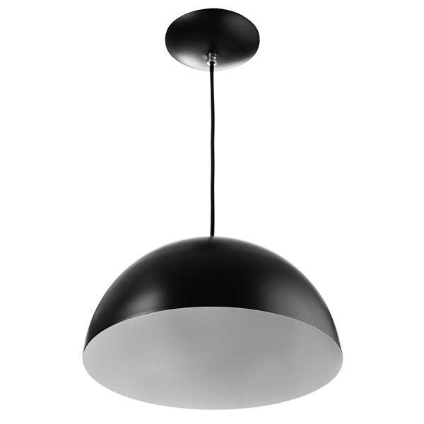 Lustre Pendente Meia Lua 30cm De Alumínio Soquete E-27 Preto