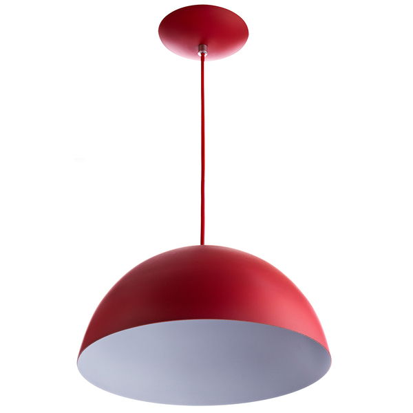 Lustre Pendente Meia Lua 30cm De Alumínio Vermelho