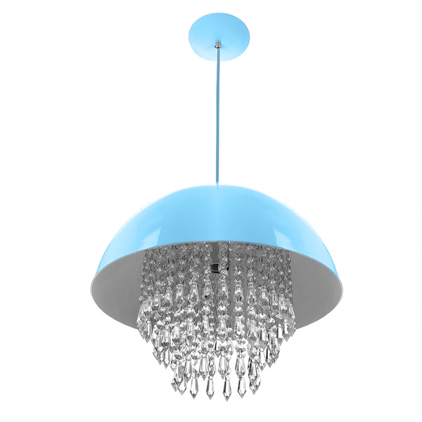 Lustre Pendente Meia Lua 40cm Azul Bebe Com Cristal Acrilic