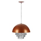 Lustre Pendente Meia Lua 40cm Cobre Com Cristais Acrilicos
