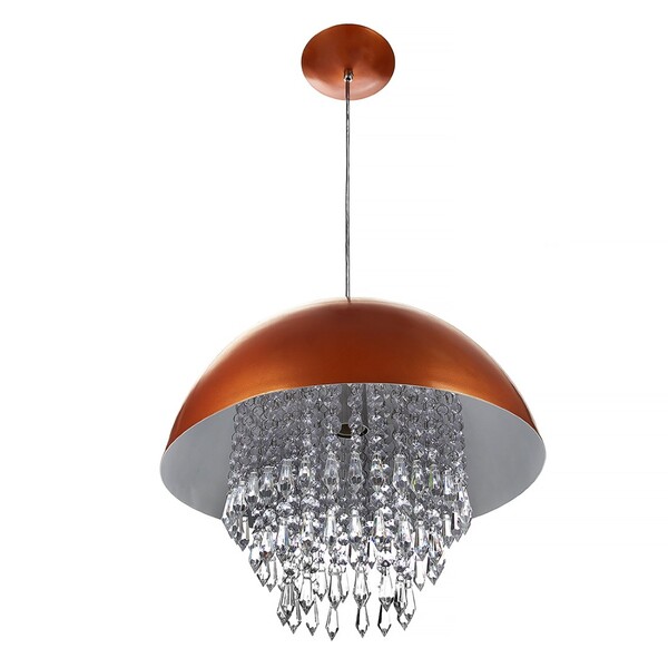 Lustre Pendente Meia Lua 40cm Cobre Com Cristais Acrilicos