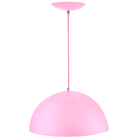 Lustre Pendente Meia Lua 40cm De Alumínio Rosa Bebê