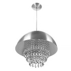 Lustre Pendente Meia Lua 40cm Escovado Com Cristais Acrilico