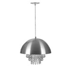 Lustre Pendente Meia Lua 40cm Escovado Com Cristais Acrilico