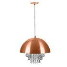 Lustre Pendente Meia Lua 40cm New Cobre Com Cristais Acr.