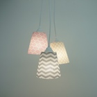Lustre Pendente Menina Chevron E Colmeia Rosa E Cinza Bivolt