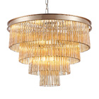 Lustre Pendente Metal Com Vidro Conhaque E French Gold 60cm T