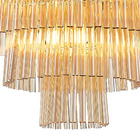 Lustre Pendente Metal Com Vidro Conhaque E French Gold 60cm T