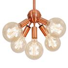 Lustre Pendente Moderno 5 Lâmpadas 35cm Cobre Bivolt
