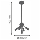 Lustre Pendente Moderno 5 Lâmpadas 35cm Cobre Bivolt