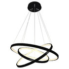 Lustre Pendente Moderno 60cm Anéis Led 89w 3 Arco Preto St517