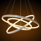 Lustre Pendente Moderno 60cm Anéis Led 89w 3 Arcos Branco St5