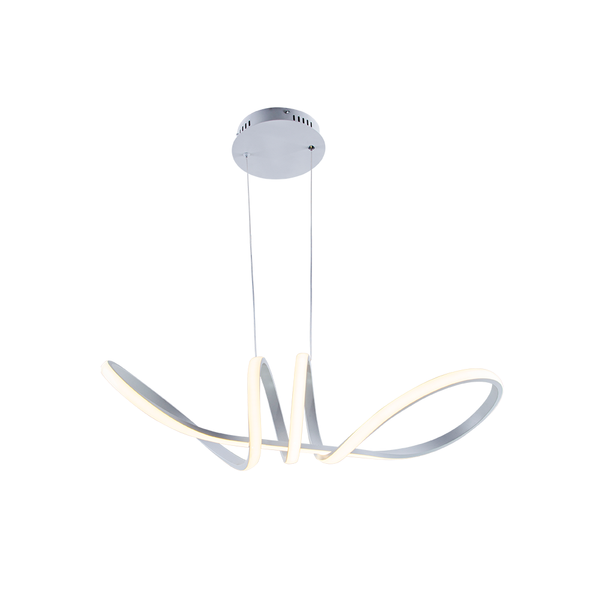 Lustre Pendente Moderno Led Integrado Curvas 42w M2 Sala Quar