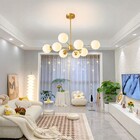 Lustre Pendente Moderno Sputnik Luxo Led dourado Jabuticaba M