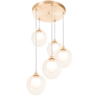 Lustre Pendente New Cobre Quíntuplo Harmony Bolinha Ambar