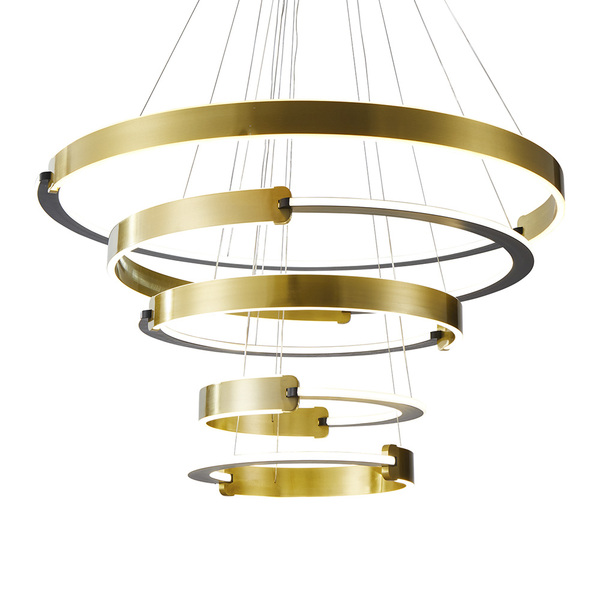 Lustre Pendente Nordecor Uoli 2575 Preto / Ouro Fosco Led Biv