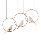 Lustre Pendente Nordecor Vogel Tri 2431 Dourado Led Bivolt -