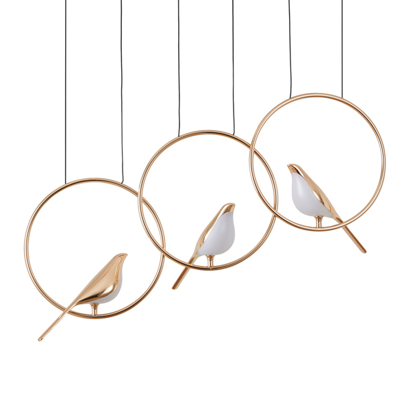 Lustre Pendente Nordecor Vogel Tri 2431 Dourado Led Bivolt -