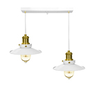 Lustre Pendente Nordic Duplo Base Retangular Branco/dourado