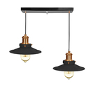 Lustre Pendente Nordic Duplo Base Retangular Preto/cobre