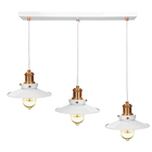 Lustre Pendente Nordic Triplo Base Retangular Branco/cobre
