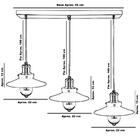 Lustre Pendente Nordic Triplo Base Retangular Branco/dourado