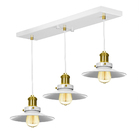 Lustre Pendente Nordic Triplo Base Retangular Branco/dourado
