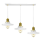 Lustre Pendente Nordic Triplo Base Retangular Branco/dourado